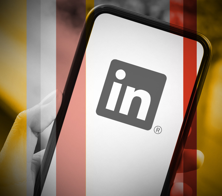 Close up of LinkedIn logo on cell phone screen