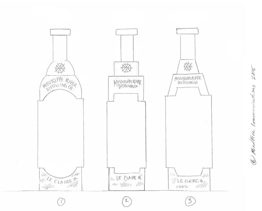 sketches of the three bottles in various shapes 