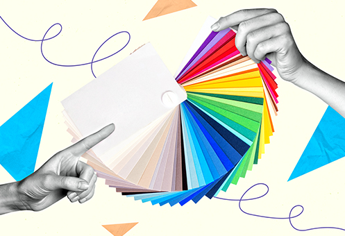 color swatches with two hands