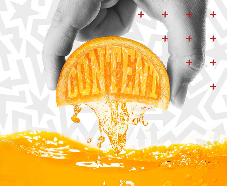 Content ROI blog post: image of hand squeezing an orange slice