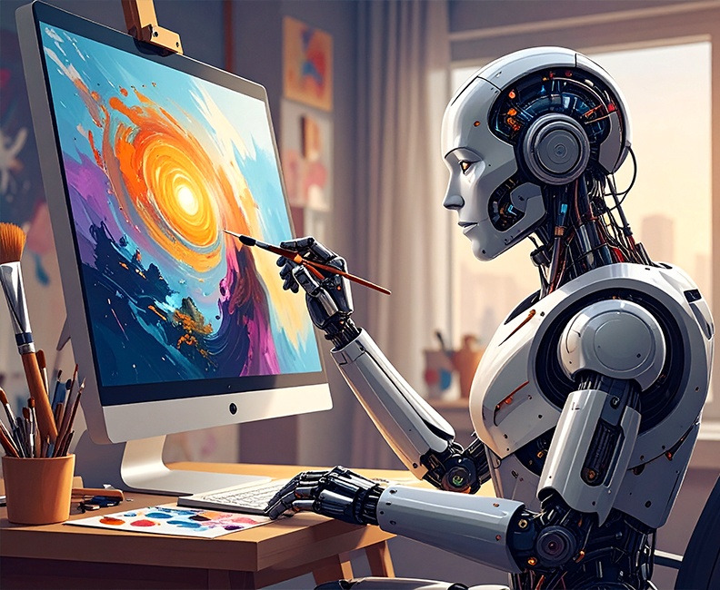 Entering a new design era with AI - robot on computer